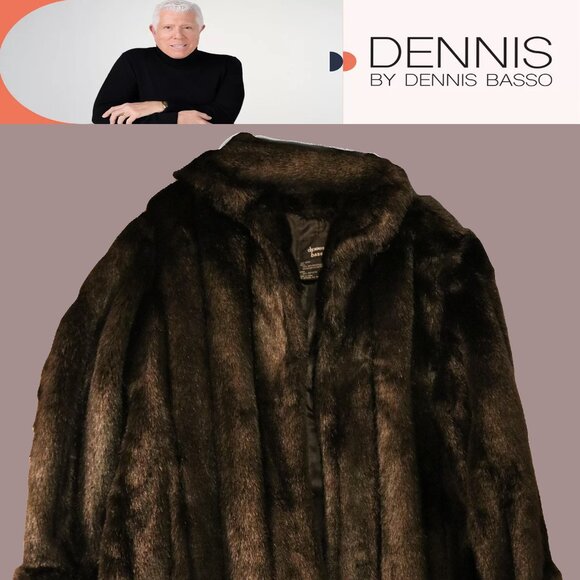 Dennis Basso Black Faux Fur Coat Large Timeless Elegance, NWOT,Winter Must-Have! - Picture 1 of 12